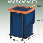 150L Laundry Basket with Wheels, Rolling Basket Hamper with Lid & Handle - Image 6