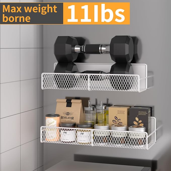 6 Pack Magnetic Shelves for Washing Machine, Magnetic Spice Rack Organizer for Refrigerator, Magnetic Shelf with Hanger Organizer, Metal Magnetic Basket, Laundry Organization and Storage, White - Image 4