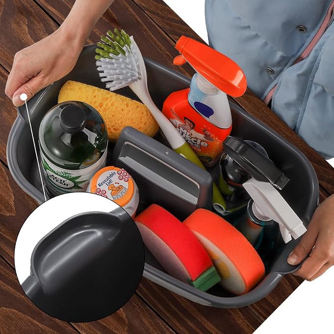 TOPZEA 2 Pack Cleaning Supplies Caddy, Large Plastic Cleaning Supply Organizer Bin with Handle, Cleaning Bucket Housekeeping Shower Tote Caddy Under Sink Tool Storage Basket for Dorm, Garden, Bathroom - Image 4