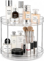 360° Rotating Bathroom Counter Organizer, 2 Tier Clear Makeup Organizer Vanity Storage for Skincare Perfume Cosmetics, Lazy Susan Spinning Storage for Bathroom Vanity Kitchen by Unknown
