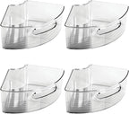 mDesign Plastic Lazy Susan Cabinet Storage Bin with Front Handle for Kitchen Countertop, Pantry, Shelf, Fridge Organization - Hold Food, Drinks, Snacks - Ligne Collection - 4 Pack - Smoke Gray - Image 7