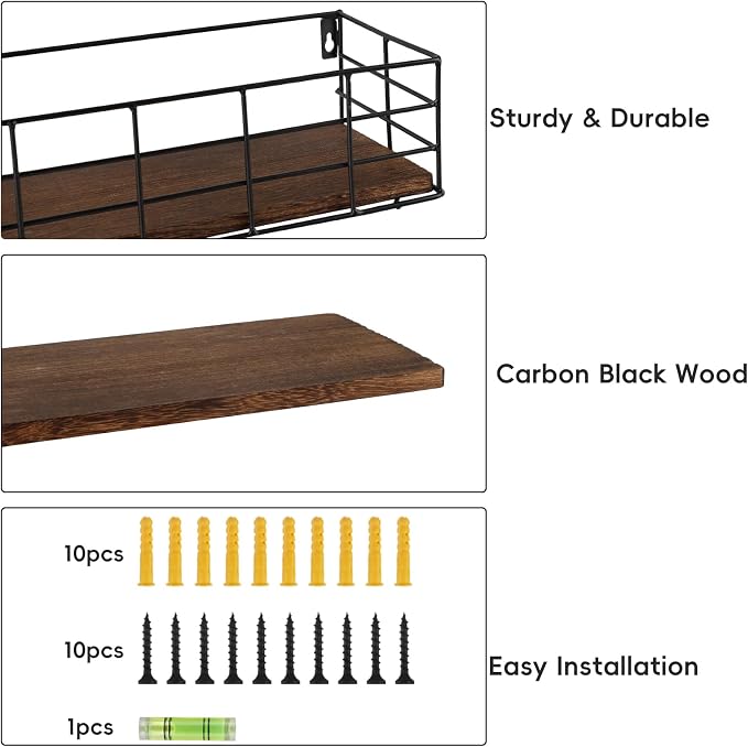 Fixwal Wire Frame Floating Shelves for Wall Storage 4 Different Sizes - Image 4