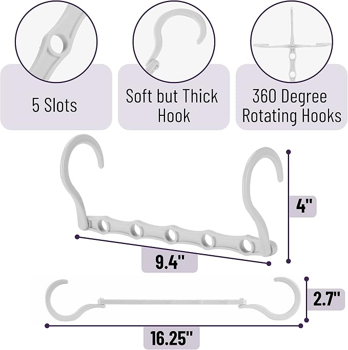 Mr. Pen- Bulk Space Saving Hangers for Clothes, 24 pcs, 5 Slots, Plastic | Collapsible Hangers with 360° Swivel Hook, Hanger Hooks Space Saver for Closet Organizers and Storage, Dorm Room Essentials - Image 3