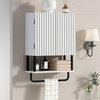RUSTOWN Fluted Bathroom Wall Cabinet with 2 Doors, 3-Tier Medicine Cabinet by RUSTOWN
