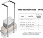 Towel Racks for Bathroom, NEWRAIN Stainless Steel Rolled Towel Storage Wall Mounted Bath Towel Holder for Folded Large Towel Washcloths, Bathroom Organizing Brushed Nickel - Image 3