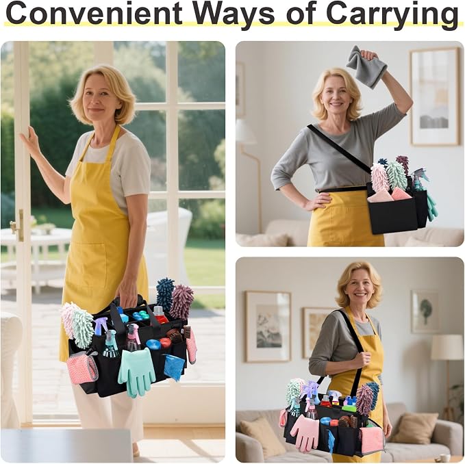 Wearable Large Cleaning Caddy Bag for Housekeepers (Black) - Image 7