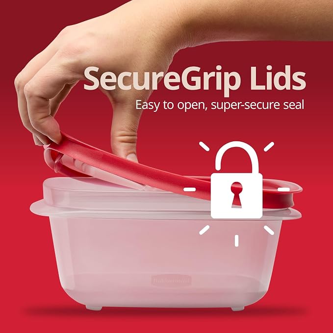 Rubbermaid 7.81- and 14.66-Cup EasyStore Square Containers, 2 Pack, Food Storage Containers, Food Storage Containers with Lids - Image 3