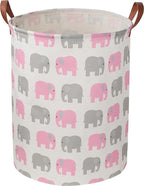 NTAOHAMPER Laundry Basket,Waterproof Hamper,Clothes Hampers for Nursery,Gift Basket,Room Decor,Collapsible Storage Basket (Pink Elephant) by NTAOHAMPER