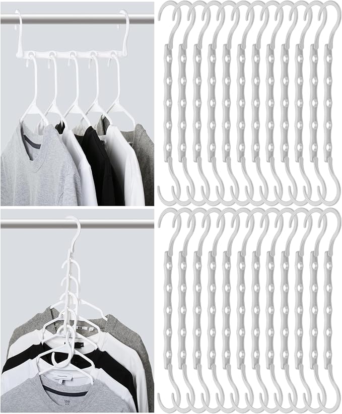 Mr. Pen- Bulk Space Saving Hangers for Clothes, 24 pcs, 5 Slots, Plastic | Collapsible Hangers with 360° Swivel Hook, Hanger Hooks Space Saver for Closet Organizers and Storage, Dorm Room Essentials by MrPen