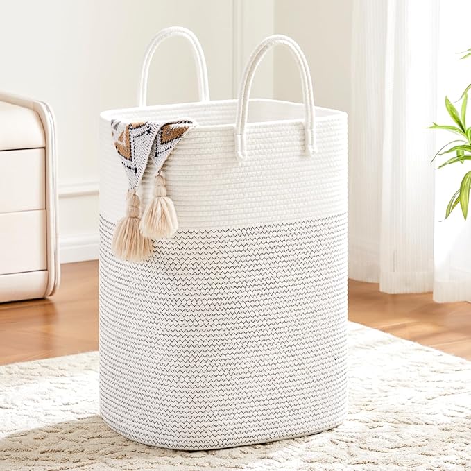 Artfeel Laundry Basket,Woven Cotton Rope Laundry Hamper,100L Versatile Storage for Dirty Clothes,Baby Toys,and Blankets in Bathroom, Nursery,and Living Room by Artfeel