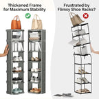 Kitstorack 10-Tier Vertical Plastic Shoe Rack, Freestanding Stackable Shoe Storage Organizer Cubes Shoe Shelf Tower or Small Closets and Tight Spaces, Gray - Image 6