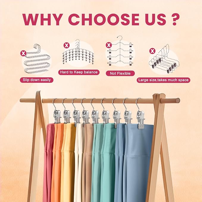 30 Pack Pants Hangers with Clips,Legging & Jean Hangers for Closet Hanging | Space Saving Clip Hangers for Yoga Pants, Jeans, Shorts, Skirts and Hats,Closet Organizers and Storage,Gray - Image 4