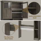 Vabches Over The Toilet Storage Cabinet with Doors & Paper Holder, Grey - Image 7