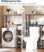 HOOBRO Over The Toilet Storage Cabinet, Freestanding Bathroom Organizer with Toilet Paper Holder, Hooks, 5-Tier Bathroom Storage Shelves for Laundry Room, Space Saver, Rustic Brown and Black BF84TS01 - Image 6