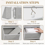 Hanging Closet Organizer 4 Shelf Collapsible Storage Grey Storage Bins - Image 3