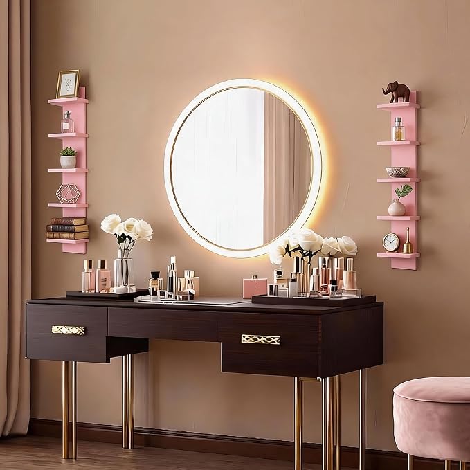 Homaterial 5 Tier Floating Wall Shelf, Pink - Image 6