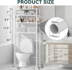 GloTika 4-Tier Over The Toilet Storage Shelves, White - Image 2