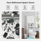 Shintenchi Over the Toilet Storage Cabinet, Bathroom Shelf Organizer with Anti-Tip Device Small Freestanding Space Saver with Adjustable Shelf，White - Image 6