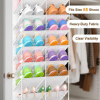 UVIAHOMI 20-30 Pairs Over the Door Shoe Organizer, Clear Pockets Hanging Shoe Storage for Closet, 10-Tier Door Shoes Rack, Handing Shoes Holder Fit All the Family's Sneakers, Boots, Heels, White - Image 5