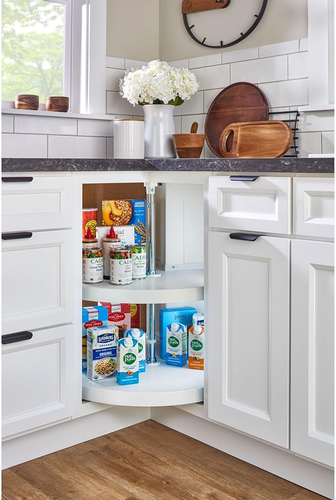 Rev-A-Shelf 2 Tier Pie-Cut Plastic Lazy Susan for Corner Base Cabinets, 24" - Image 2