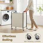 GRANNY SAYS 2 Section Laundry Sorter, 130L Large Hamper Basket with Wheels - Image 5
