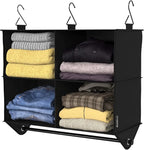 ClosetMaid 4-Shelf Fabric Hanging Closet Organizer with Garment Rod for Shirts, Sweaters, Pants, Hats, Shoes, Purses with Charcoal Black Finish by Unknown