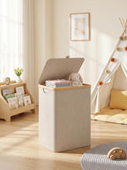 IEGrow Laundry Hamper with Lid,85L Laundry Basket with Mesh Bags,Oatmeal - Image 8