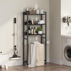 MAHANCRIS Over The Toilet Storage Rack, 3 Tier Bathroom Organizer Over Toilet, Freestanding Space Saver Toilet Stand with 2 Hooks, Bathroom Storage Shelf, Easy to Assemble, Black TSBK6001 - Image 4