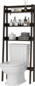 UTEX Behind Toilet Bathroom Organizer, 3-Tier Wood Ladder Shelf, Espresso by UTEX