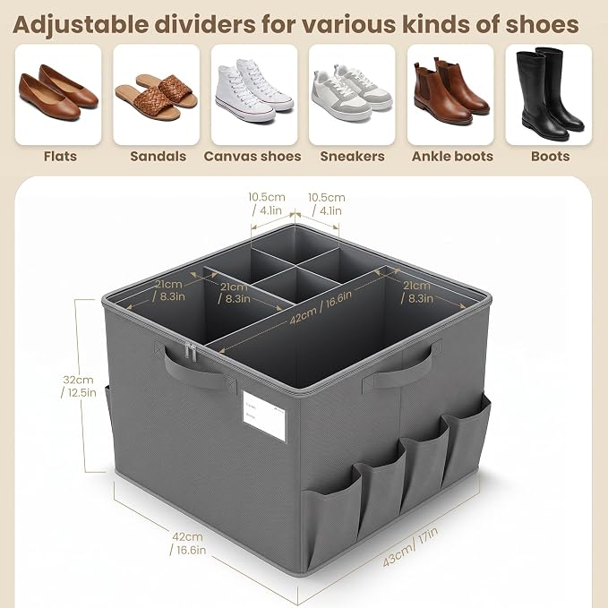 Varhomax Shoe Organizer Box for Closet, Fabric Storage Basket - Image 3
