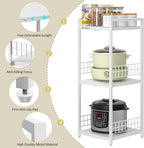 DAOUTIME Expandable Slim Storage Shelf, 3 Tier Metal Shelving Unit for Bathroom Storage Organizer, Free-Standing Narrow Shelf, Open Floor Shelves for Small Spaces,Laundry,Bathroom,Kitchen, White - Image 6