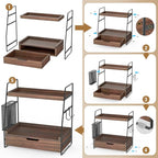 2-Tier Bathroom Counter Organizer with Drawer, Wood Counter Storage Shelf - Image 5