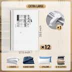 TAILI 12 Pack Vacuum Storage Bags, Jumbo LONG SIDE ZIP(39x28 inch), Clear - Image 3
