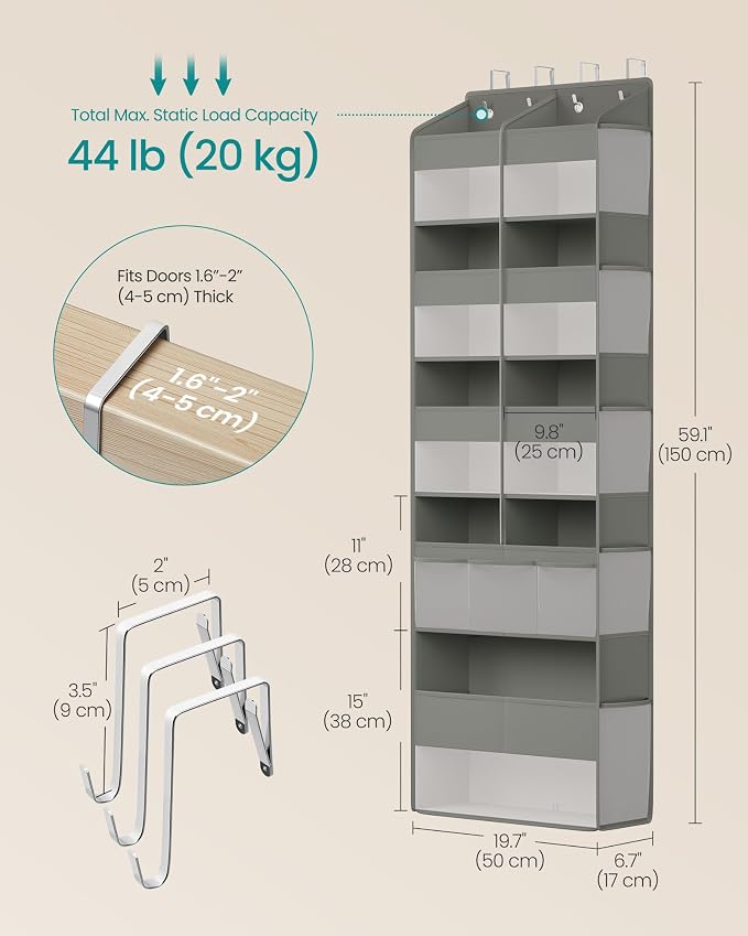 SONGMICS Over-the-Door Organizer, 5 Tier Extra Large of 9 Compartments - Image 4