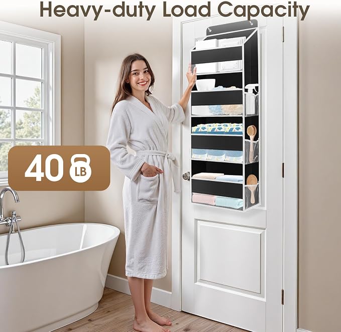 2 Pcs Over The Door Organizer Large Capacity Hanging Storage Room Organizer | 40 lb Capacity, Ultra-Sturdy, Foldable, Mesh Design with Clear Window, Space-Saving Organizer for Pantry, Nursery & Closet - Image 5