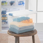 Sterilite 18-Pack Latching Box, Under Bed Storage Bins with Lids, Clear Plastic, 25 Quart - Heavy-Duty Organizing Containers for Closet, Bathroom, and Office | Heavy-Duty and Stackable Plastic Containers with Latches for Closet, Cabinet, Bedroom, Bathr... - Image 9