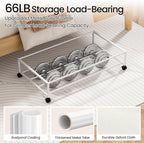 Yecaye Under Bed Storage with Wheels, 2 Pack Under Bed Storage Containers, 60L Underbed Shoe Storage with Clear Window & Label, Rolling Under Bed Metal Drawer for Clothes, Shoes, Books, Blankets - Image 5