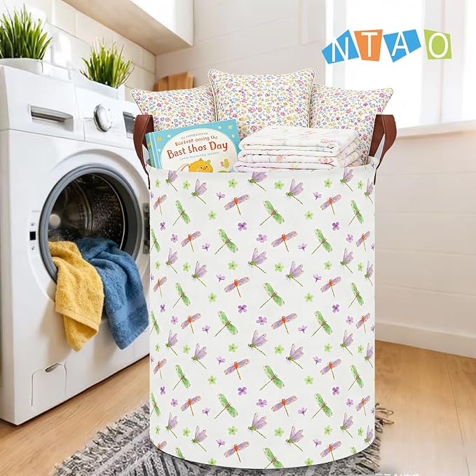 NTAOHAMPER Dragonfly Large Laundry Hamper,Laundry Basket,Baby Nursery Hamper,Waterproof Storage Bin,Clothes Organizer Basket,Room Decor(Dragonfly） - Image 6