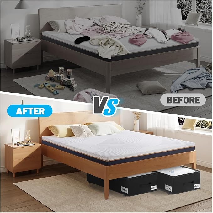 Under Bed Storage with Wheels, 2-Pack 10" Height XXL 75L Rolling Storage Bins, Quick Assembly Underbed Shoe Storage Containers with Clear Lid & Label, Dorm Under Bed Drawers for Clothes, Shoes, Grey - Image 8
