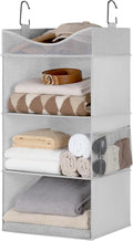 StorageWorks 3-Shelf Hanging Closet Organizer with Half Compartment, Ivory | Add More Storage to Small Closets, a Side Pocket and Half Compartment, Ideal for Bedrooms, Dorms and RVs,Light Grey by StorageWorks