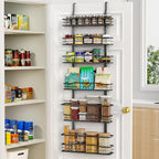 Moforoco 6-Tier Over The Door Pantry Organizer, Pantry Organization and Storage, Black Hanging Basket Cabinet Door Wall Spice Rack Shelves, Home & Kitchen Laundry Room Bathroom Essentials accessories - Image 7