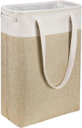 Laundry Basket with Handles Beige&Khaki-Slim Laundry Bin Collapsible Dirty Clothes Basket Narrow Laundry Bag Foldable Dirty Hamper for Camping, Dorms, Apartments by iBKGOO