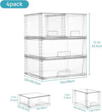 Vtopmart Clear Stackable Storage Drawers, 4 Pack Wide Organizer Set - Image 3