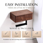 Day Moon™ - Toilet Paper Holder with Shelf - Modern Roll Holder for Bathroom - 1 Pack - Wall Mount - with Storage, Wood - Image 5
