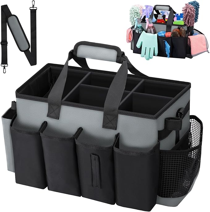 Wearable Large Cleaning Caddy Bag for Housekeepers (Black&Gray) by wigojoy