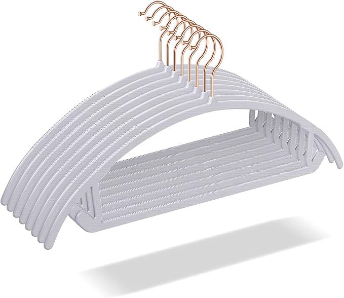 OIKA 50 Pack No-Bump Plastic Clothes Hangers, Gray, Non-Slip, Space-Saving by DoitonceDoitpermanently