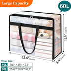 TasticTotes 6 Pack Clear Storage Bags for Comforter, Clothes & Bedding, 60L | Plastic Blanket Storage with Zipper & Handle, Foldable Moving Bags, Closet Organizer and Under-Bed Storage Containers - Image 2