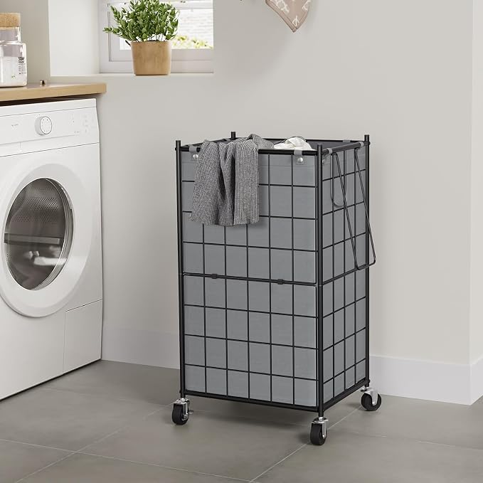 WOWLIVE Rolling Laundry Basket, Metal Wire Frame Laundry Hamper with Wheels - Image 3