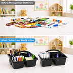 6 Pack 4 Compartment Classroom Caddy with Handle, Black - Image 4