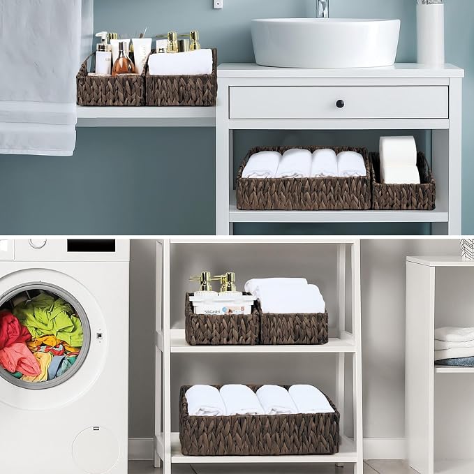 Pantry Baskets Organization, Wicker Basket for Shelf Black - Image 7